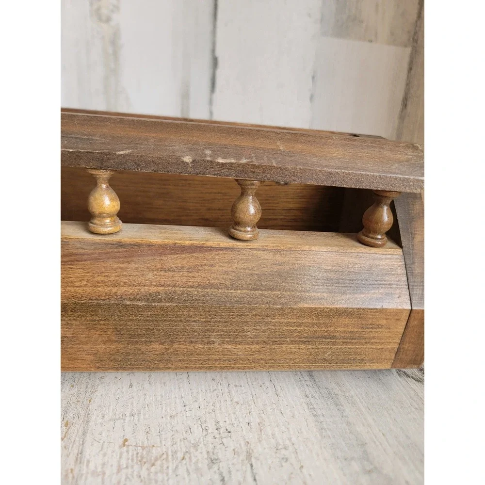 Vintage wooden spice rack napkin letter holder wall unique home decor figure